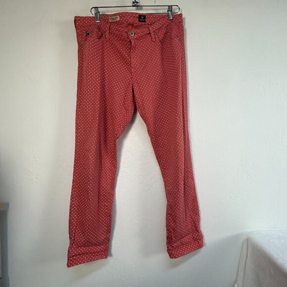 AG Adriano Goldschmied Womens The Stevie Ankle Slim Straight Leg Pants 32R Red - Picture 1 of 11